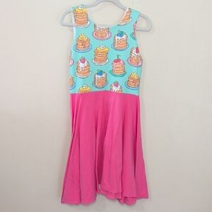 Malia + Kai Twirl Dress Pink & Aqua Pancake Print Cotton Stretch Girls Size 8